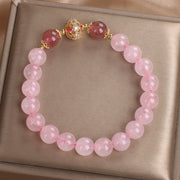 Buddha Stones Pink Crystal Strawberry Quartz Love Bracelet Bracelet BS 8