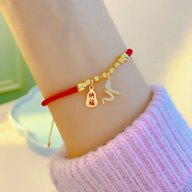 FREE Today: Happiness Protection Handmade Red String Fu Character Year Of The Snake Braided Bracelet