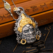 Buddha Stones 925 Sterling Silver Tibetan Yellow Jambhala God of Wealth Protection Necklace Pendant Necklaces & Pendants BS Yellow Jambhala&50cm Zakiram Copper Chain