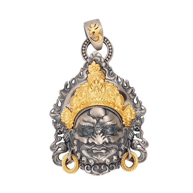 Buddha Stones 925 Sterling Silver Tibetan Yellow Jambhala God of Wealth Protection Necklace Pendant Necklaces & Pendants BS 11