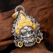 Buddha Stones 925 Sterling Silver Tibetan Yellow Jambhala God of Wealth Protection Necklace Pendant