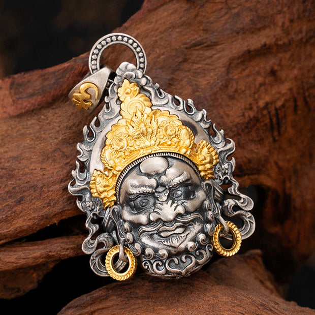 Buddha Stones 925 Sterling Silver Tibetan Yellow Jambhala God of Wealth Protection Necklace Pendant Necklaces & Pendants BS 6