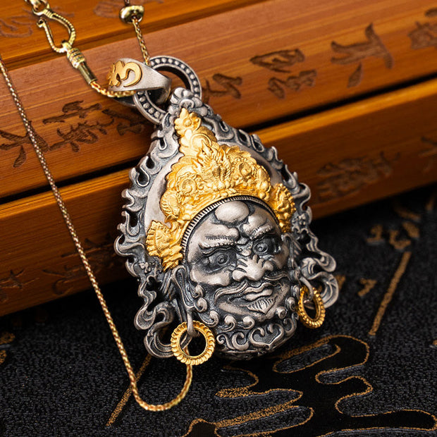 Buddha Stones 925 Sterling Silver Tibetan Yellow Jambhala God of Wealth Protection Necklace Pendant Necklaces & Pendants BS Yellow Jambhala&58cm Golden Copper Chain