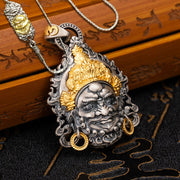 Buddha Stones 925 Sterling Silver Tibetan Yellow Jambhala God of Wealth Protection Necklace Pendant Necklaces & Pendants BS Yellow Jambhala&52cm The Lord of the Corpse Forest Copper Chain