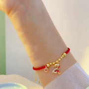 Buddha Stones Red String Fu Character Copper Snake Year Of The Snake Protection Braided Bracelet