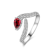 Buddha Stones 925 Sterling Silver Red-eyed Snake Year Of The Snake Calm Balance Adjustable Ring