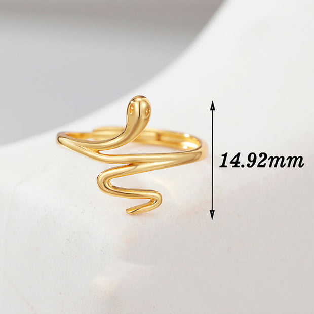 Buddha Stones 925 Sterling Silver Golden Snake Year Of The Snake Calm Balance Adjustable Ring Ring BS 4