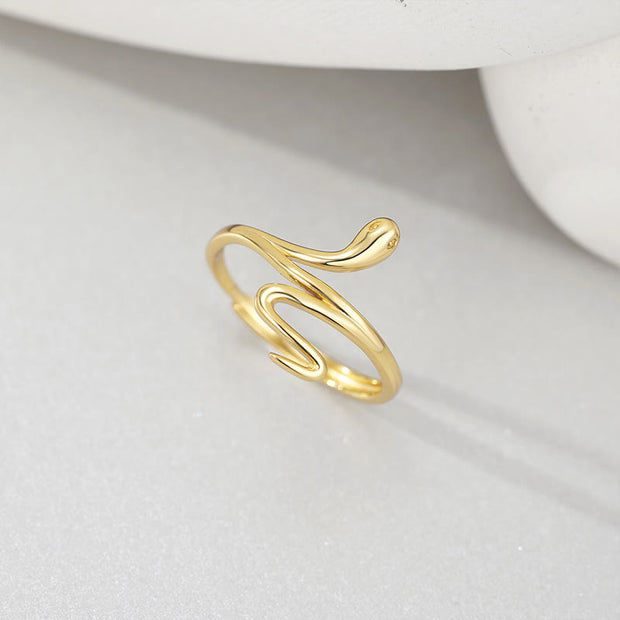 Buddha Stones 925 Sterling Silver Golden Snake Year Of The Snake Calm Balance Adjustable Ring Ring BS 3