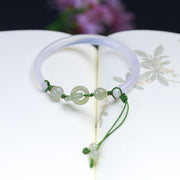 Buddha Stones Natural White Agate Hetian Jade Beads Interlocking Positive Bracelet Bangle Bracelet Bangle BS 4