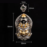 Buddha Stones 925 Sterling Silver Tibetan Zakiram Goddess of Wealth Dzi Bead Protection Necklace Pendant Necklaces & Pendants BS 12