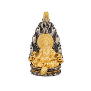 Buddha Stones 925 Sterling Silver Tibet Yellow Jambhala God of Wealth Blessing Necklace Pendant Necklaces & Pendants BS 13