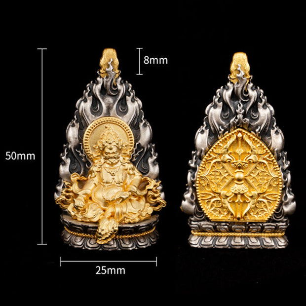 Buddha Stones 925 Sterling Silver Tibet Yellow Jambhala God of Wealth Blessing Necklace Pendant Necklaces & Pendants BS 10