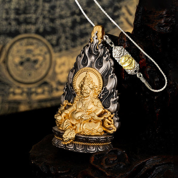 Buddha Stones 925 Sterling Silver Tibet Yellow Jambhala God of Wealth Blessing Necklace Pendant Necklaces & Pendants BS Yellow Jambhala&52cm The Lord of the Corpse Forest Copper Chain