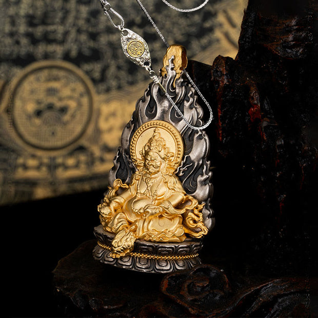 Buddha Stones 925 Sterling Silver Tibet Yellow Jambhala God of Wealth Blessing Necklace Pendant Necklaces & Pendants BS Yellow Jambhala&50cm Zakiram Copper Chain