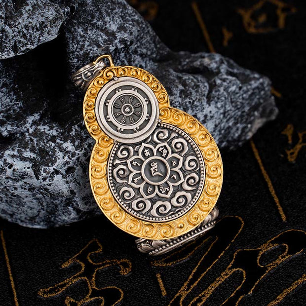 Buddha Stones 925 Sterling Silver Tibet Yellow Jambhala God of Wealth Dzi Bead Om Mani Padme Hum Happiness Necklace Pendant Necklaces & Pendants BS 2