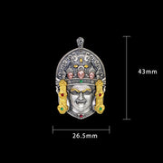 Buddha Stones 925 Sterling Silver Tibetan Zakiram Goddess of Wealth Keep Away Evil Spirits Necklace Pendant