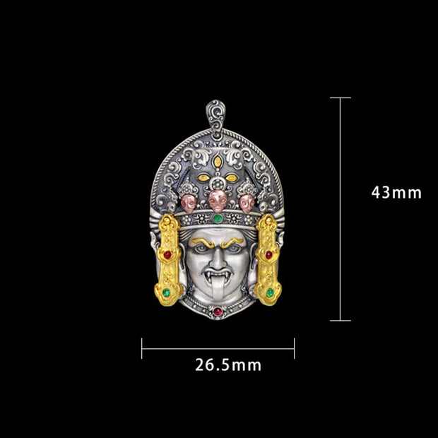 Buddha Stones 925 Sterling Silver Tibetan Zakiram Goddess of Wealth Keep Away Evil Spirits Necklace Pendant Necklaces & Pendants BS 6