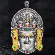 Buddha Stones 925 Sterling Silver Tibetan Zakiram Goddess of Wealth Keep Away Evil Spirits Necklace Pendant Necklaces & Pendants BS 1