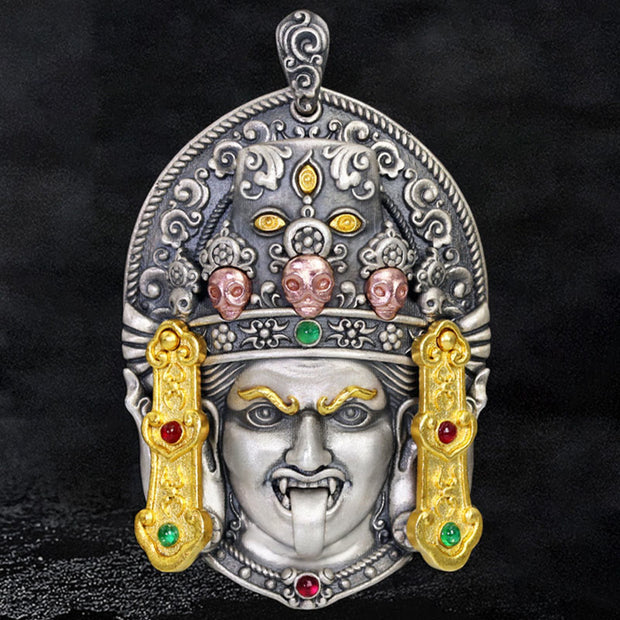 Buddha Stones 925 Sterling Silver Tibetan Zakiram Goddess of Wealth Keep Away Evil Spirits Necklace Pendant Necklaces & Pendants BS 1