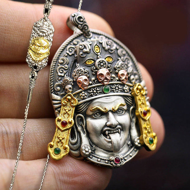 Buddha Stones 925 Sterling Silver Tibetan Zakiram Goddess of Wealth Keep Away Evil Spirits Necklace Pendant Necklaces & Pendants BS Zakiram&52cm The Lord of the Corpse Forest Copper Chain