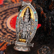 Buddha Stones 925 Sterling Silver Thousand-armed Guanyin Kwan Yin Avalokiteśvara Wealth Necklace Pendant Necklaces & Pendants BS 4