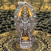 Buddha Stones 925 Sterling Silver Thousand-armed Guanyin Kwan Yin Avalokiteśvara Wealth Necklace Pendant Necklaces & Pendants BS 8