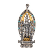 Buddha Stones 925 Sterling Silver Thousand-armed Guanyin Kwan Yin Avalokiteśvara Wealth Necklace Pendant