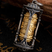 Buddha Stones 925 Sterling Silver Tibetan Prayer Wheel Om Mani Padme Hum Wisdom Necklace Pendant Necklaces & Pendants BS 8