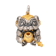 Buddha Stones 925 Sterling Silver Tibetan Treasure-spitting Rat Protection Necklace Pendant Necklaces & Pendants BS 12