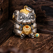 Buddha Stones 925 Sterling Silver Tibetan Treasure-spitting Rat Protection Necklace Pendant Necklaces & Pendants BS 6