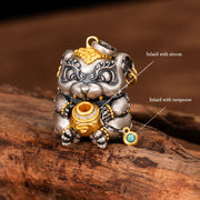 Buddha Stones 925 Sterling Silver Tibetan Treasure-spitting Rat Protection Necklace Pendant Necklaces & Pendants BS 8