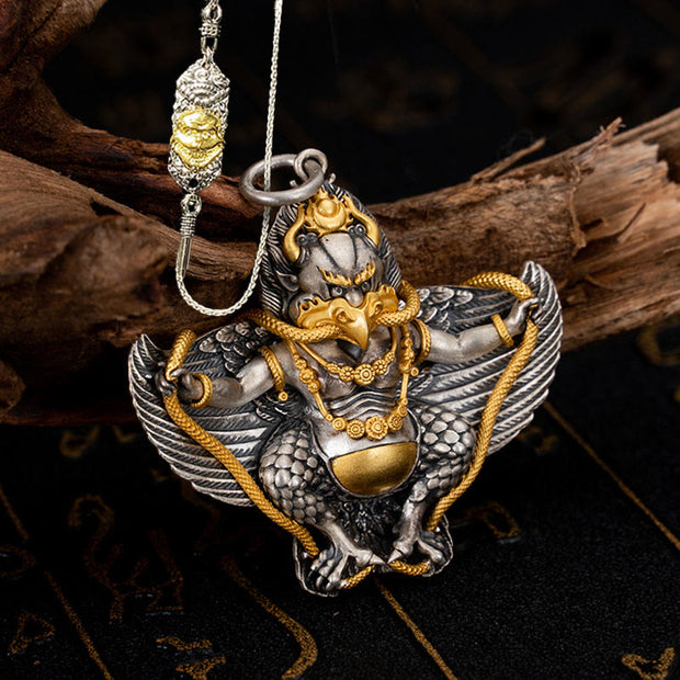 Buddha Stones 925 Sterling Silver Tibetan Garuda Bird Wisdom Necklace Pendant