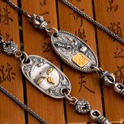 Buddha Stones 925 Sterling Silver Tibetan Zakiram Goddess of Wealth Bodhisattva Tara Om Mani Padme Hum Protection Metal Chain Necklace