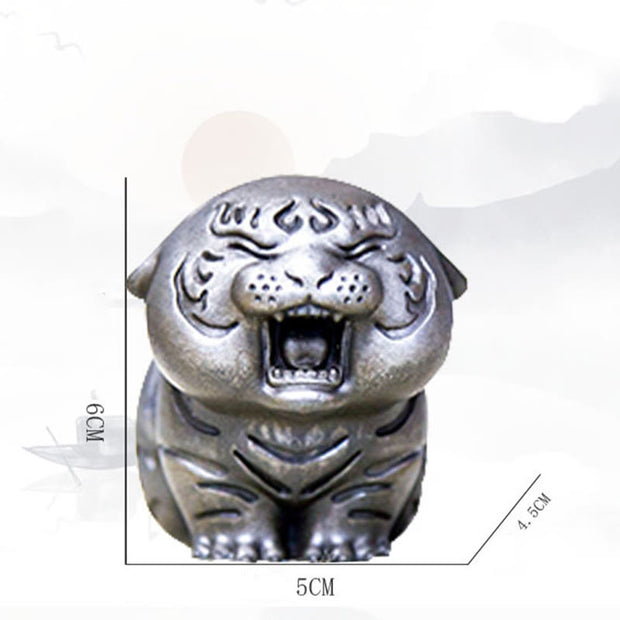 Buddha Stones Mini Cute Tiger Iron Powder Rust Cast Resin Statue Home Decoration