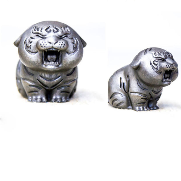 Buddha Stones Mini Cute Tiger Iron Powder Rust Cast Resin Statue Home Decoration Decorations BS 30