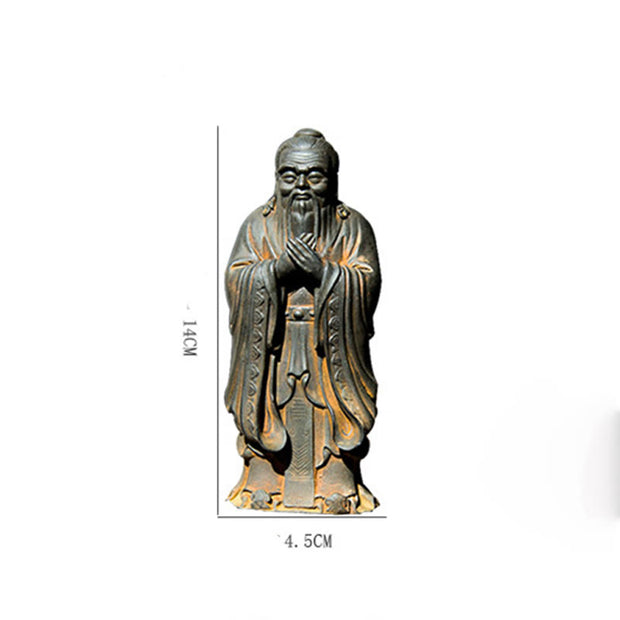 Buddha Stones Handmade Confucius Iron Powder Rust Cast Resin Statue Home Decoration Decorations BS 12