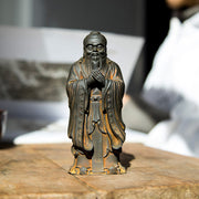 Buddha Stones Handmade Confucius Iron Powder Rust Cast Resin Statue Home Decoration