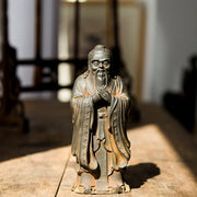 Buddha Stones Handmade Confucius Iron Powder Rust Cast Resin Statue Home Decoration Decorations BS 9