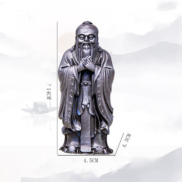 Buddha Stones Handmade Confucius Iron Powder Rust Cast Resin Statue Home Decoration Decorations BS 28