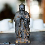 Buddha Stones Handmade Confucius Iron Powder Rust Cast Resin Statue Home Decoration Decorations BS 11