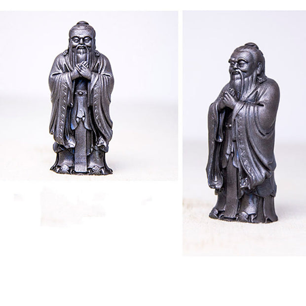 Buddha Stones Handmade Confucius Iron Powder Rust Cast Resin Statue Home Decoration