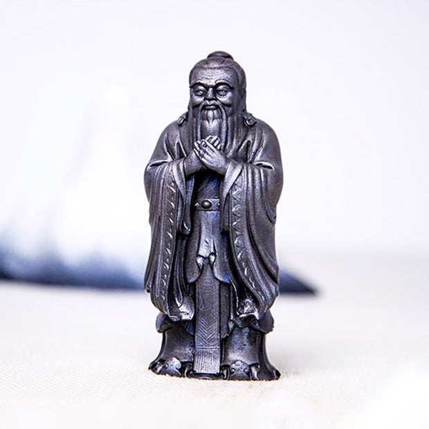 Buddha Stones Handmade Confucius Iron Powder Rust Cast Resin Statue Home Decoration Decorations BS 22