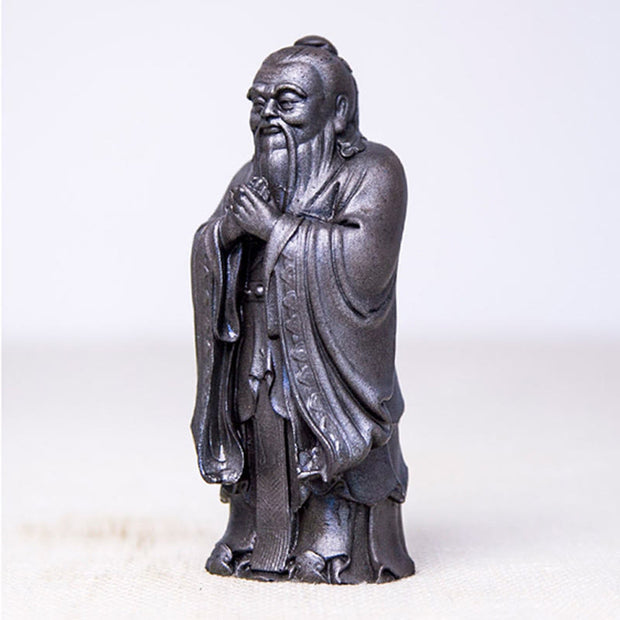 Buddha Stones Handmade Confucius Iron Powder Rust Cast Resin Statue Home Decoration Decorations BS 17