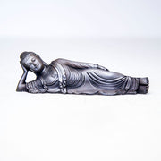 Buddha Stones Reclining Buddha Shakyamuni Iron Powder Rust Cast Resin Statue Home Decoration Decorations BS Polished Version 17.5*5.5*4.8cm