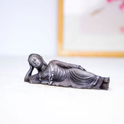 Buddha Stones Reclining Buddha Shakyamuni Iron Powder Rust Cast Resin Statue Home Decoration Decorations BS 21