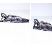 Buddha Stones Reclining Buddha Shakyamuni Iron Powder Rust Cast Resin Statue Home Decoration