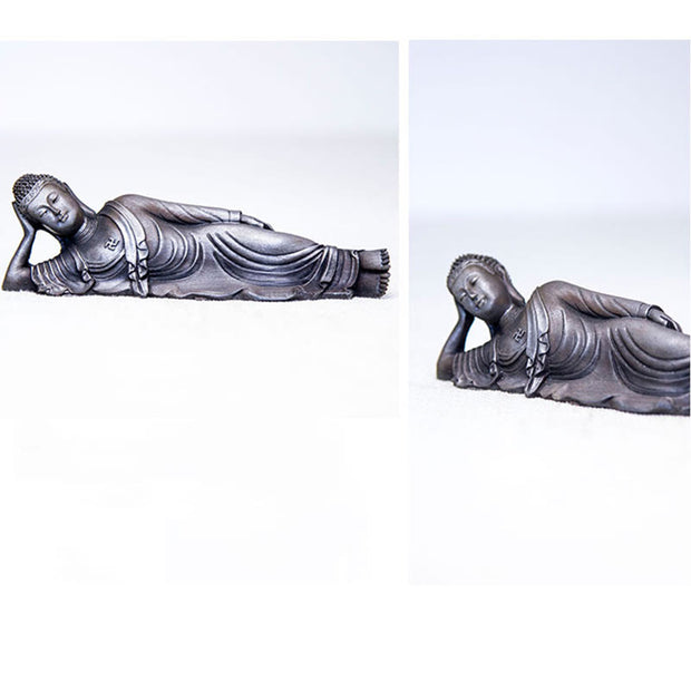 Buddha Stones Reclining Buddha Shakyamuni Iron Powder Rust Cast Resin Statue Home Decoration Decorations BS 29