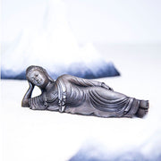 Buddha Stones Reclining Buddha Shakyamuni Iron Powder Rust Cast Resin Statue Home Decoration Decorations BS 25