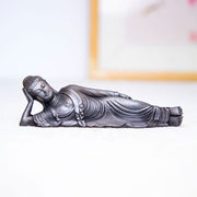 Buddha Stones Reclining Buddha Shakyamuni Iron Powder Rust Cast Resin Statue Home Decoration