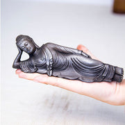 Buddha Stones Reclining Buddha Shakyamuni Iron Powder Rust Cast Resin Statue Home Decoration